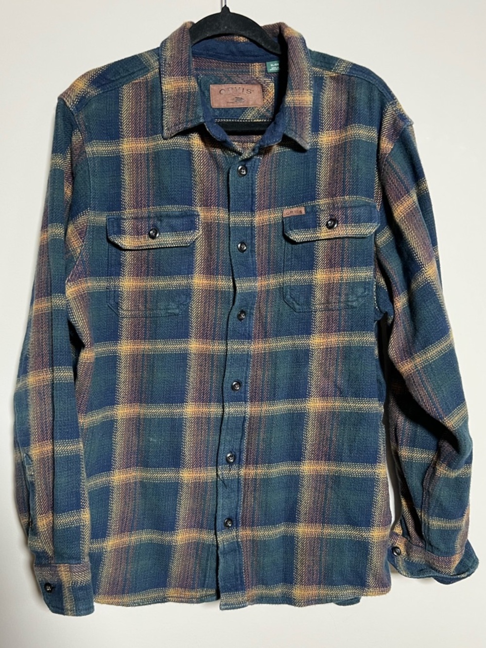 Orvis Blue and Yellow Plaid Button-Down Shirt